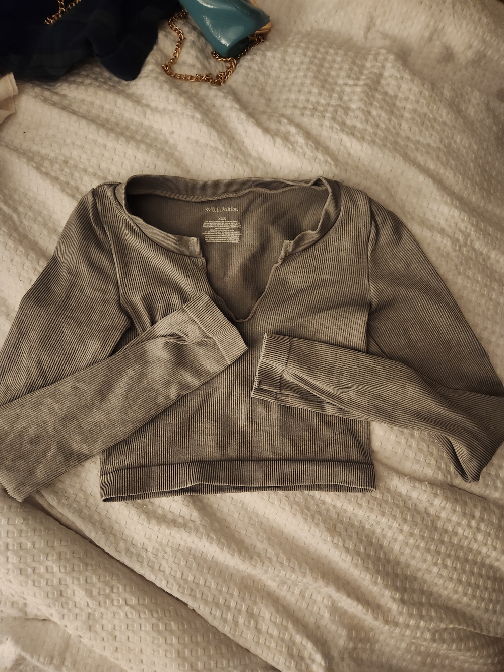 Cropped Ribbed Long-Sleeve Top - Taupe